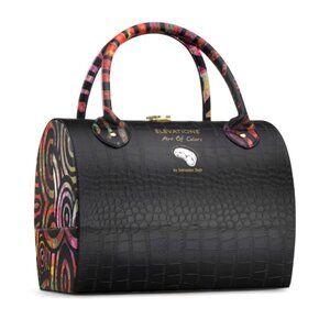 Black and Multicolor Satchel